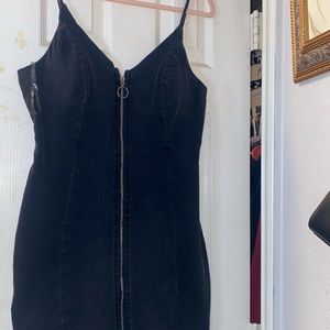 Black denim dodycon dress